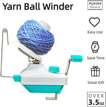 Ayasee Yarn Ball Winder Hand Operated Winding Wool Winder Machine Yarn String Ball Winder, Convenient Ball Winder for Yarn Tabletop Clamp, Green, with 1 Scissors