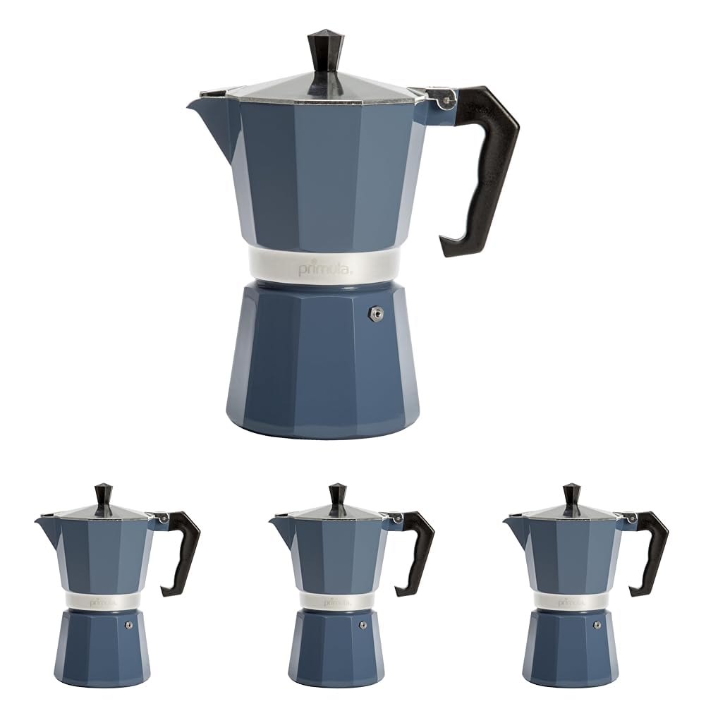 Primula Classic Stovetop Espresso and Coffee Maker, Moka Pot for Italian and Cuban Café Brewing, Greca Coffee Maker, Cafeteras, 6 Espresso Cups, Silver