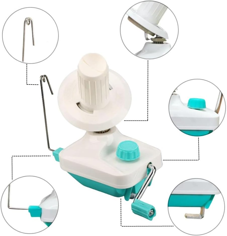 Ayasee Yarn Ball Winder Hand Operated Winding Wool Winder Machine Yarn String Ball Winder, Convenient Ball Winder for Yarn Tabletop Clamp, Green, with 1 Scissors