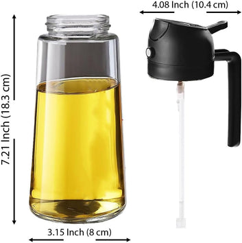 2 in 1 Olive Oil Sprayer & Dispenser Bottle – 470ml/16oz Glass Spray and Pour Oil Bottle for Cooking, Air Fryer, Salad, BBQ – Kitchen Gadgets & Accessories (Black)