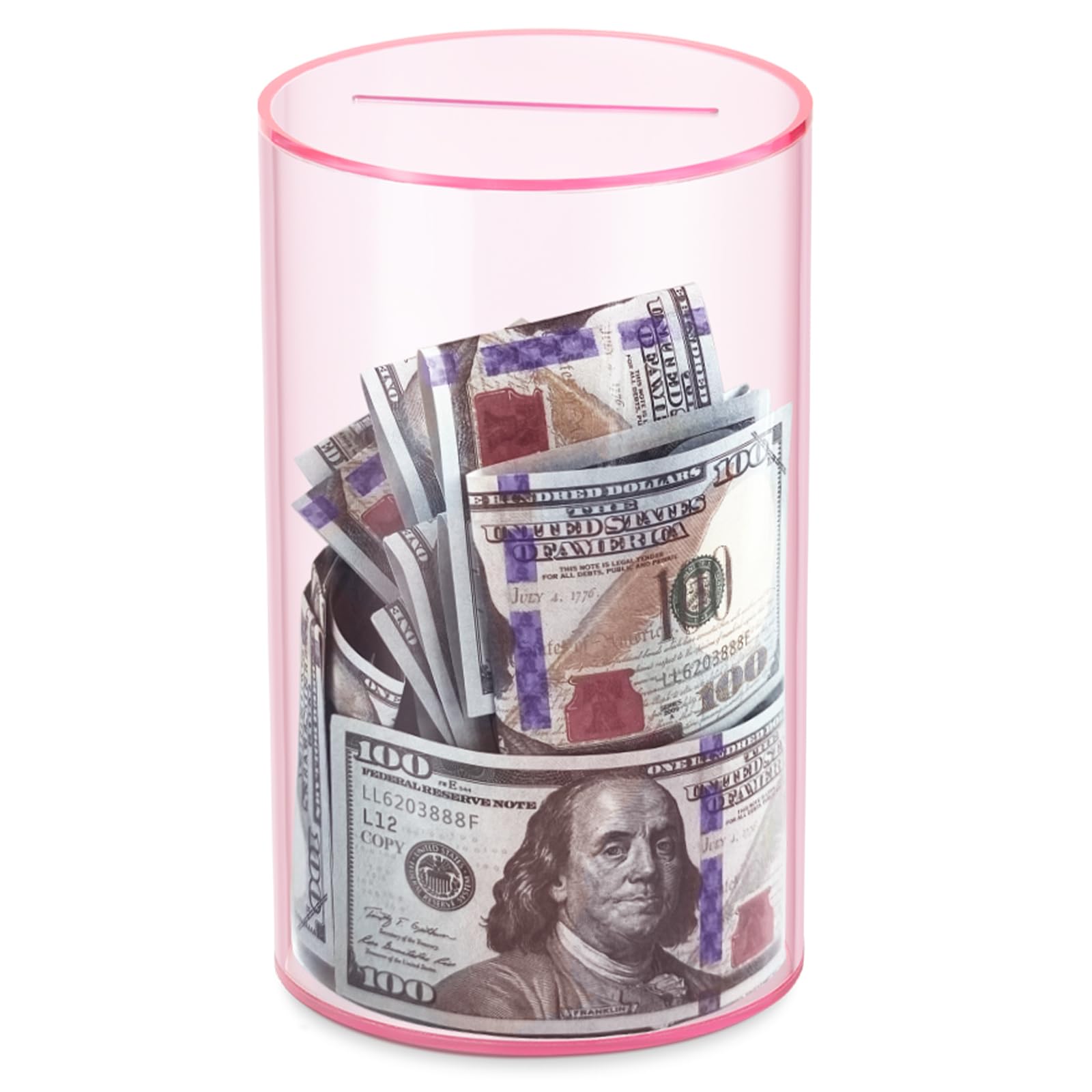 Clear Piggy Bank for Adults/Kids, Acrylic Unopenable Money Box for Cash Coin Saving, Must Break to Open, Money Saving Jar for Adults Boys Girls, Size 6" H x 4" Diameter