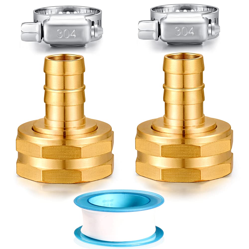 Solid Brass Garden Hose Repair kit Connector with Clamps 3/4" Barb x 3/4" Male,Fit for Garden Hose Fitting,Male and Female Hose Fittings
