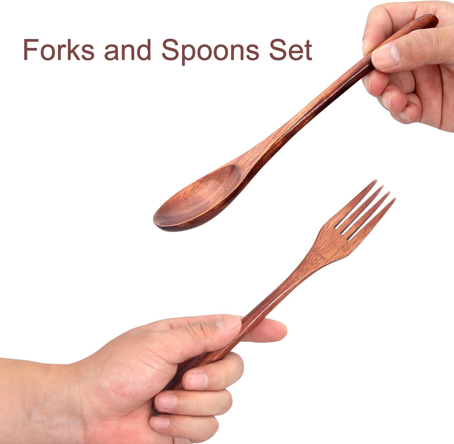 12 Pieces Wooden Forks and Spoons for Eating Utensil Set Lunch Wooden Cutlery Japanese Silverware Sets Flatware Reusable Bamboo Small Utensils Korean Mini Wooden Spoon Fork Set