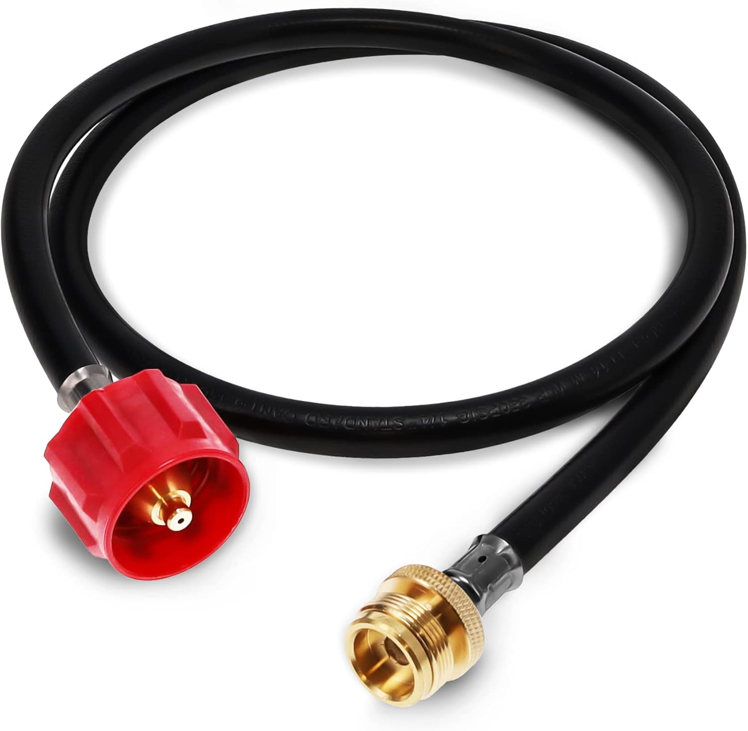 Gas One 4 ft Propane Hose 1lb to 20lb Adapter Hose - 16.4 oz to 20 lb Propane Tank QCC1/ Type 1 - Allows 5+lb Propane Tanks, Black
