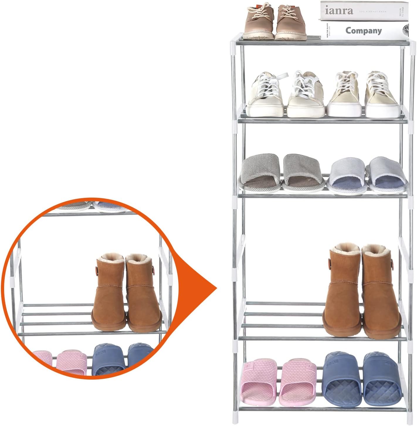 Small Shoe Rack, Narrow Stackable Shoe Shelf Organizer for Entryway, Doorway and Bedroom Closet (3-Tier, White)