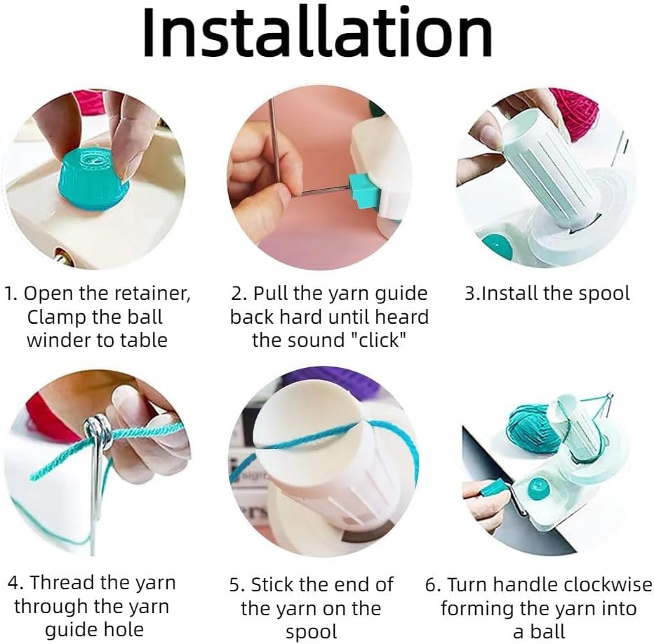 Ayasee Yarn Ball Winder Hand Operated Winding Wool Winder Machine Yarn String Ball Winder, Convenient Ball Winder for Yarn Tabletop Clamp, Green, with 1 Scissors