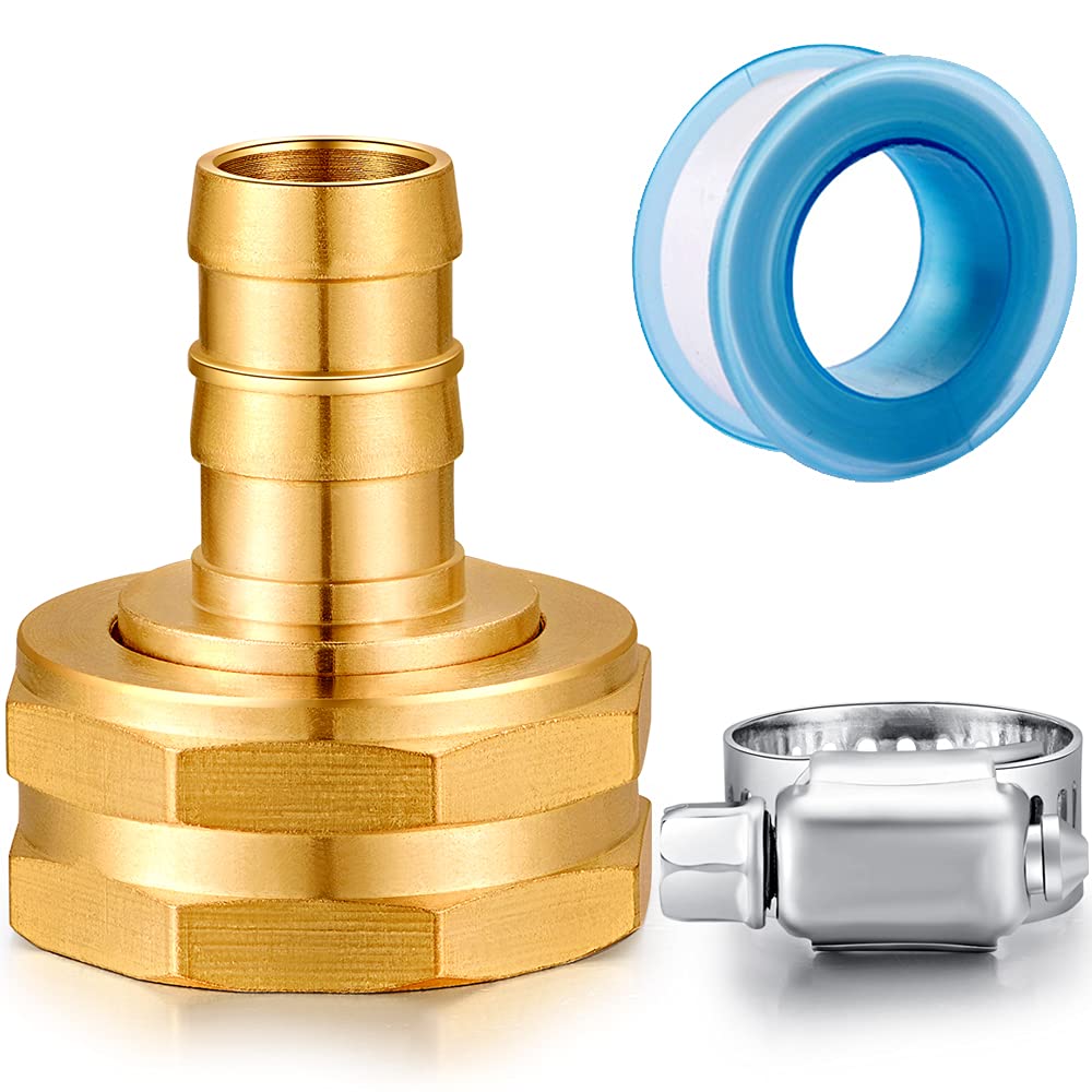 Solid Brass Garden Hose Repair kit Connector with Clamps 3/4" Barb x 3/4" Male,Fit for Garden Hose Fitting,Male and Female Hose Fittings