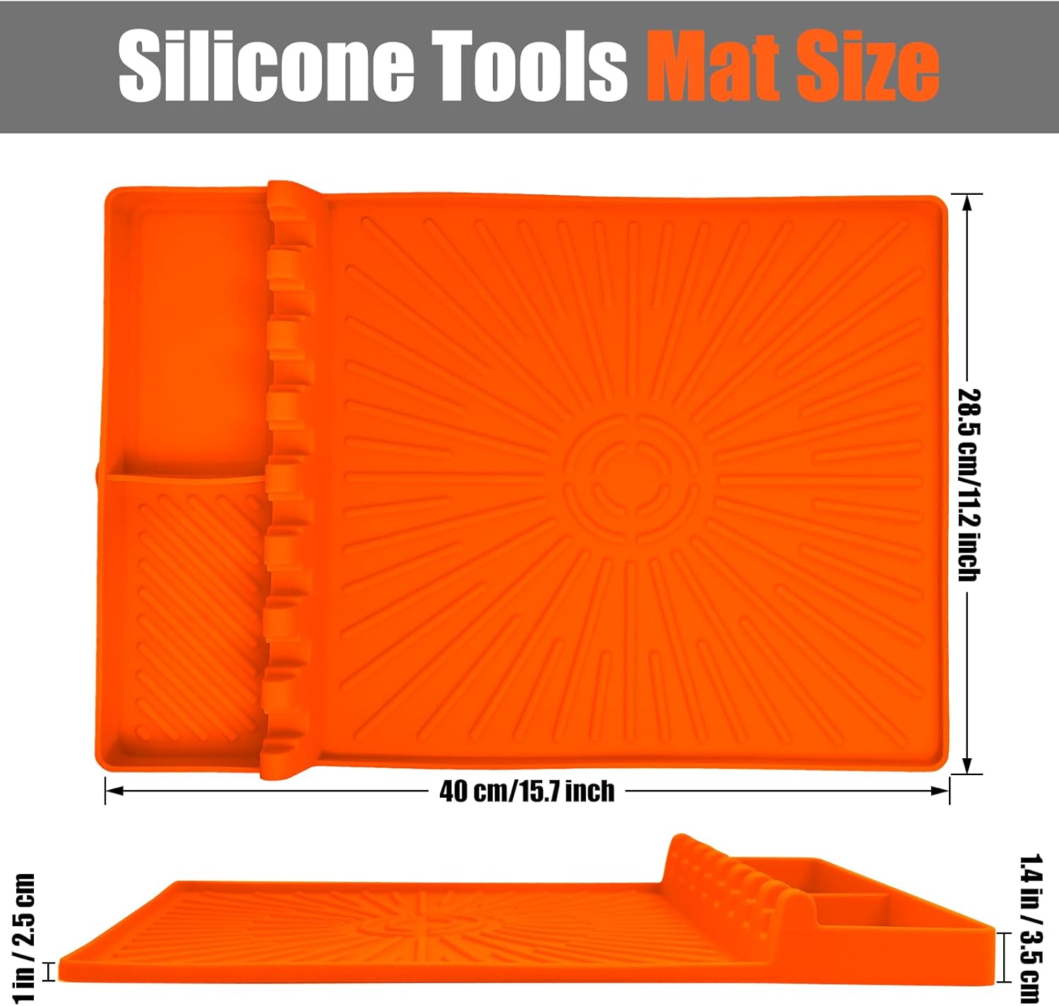 Silicone Spatula Mat, Large Grill Mats for Blackstone with Drip Pad, Heat Resistant Griddle Accessory, Griddle Tools Mat for Outdoor Grill Kitchen Counter (Orange)