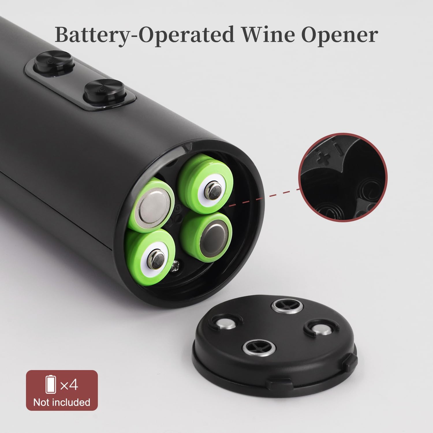 Battery Operated Electric Wine Opener Set by ELMWAY, Electric Corkscrew with Storage Base/Aerator Pourer/Foil Cutter/Vacuum Stopper, Wine Set Gift for Wine Lover - Black (4 x AA Not Included)