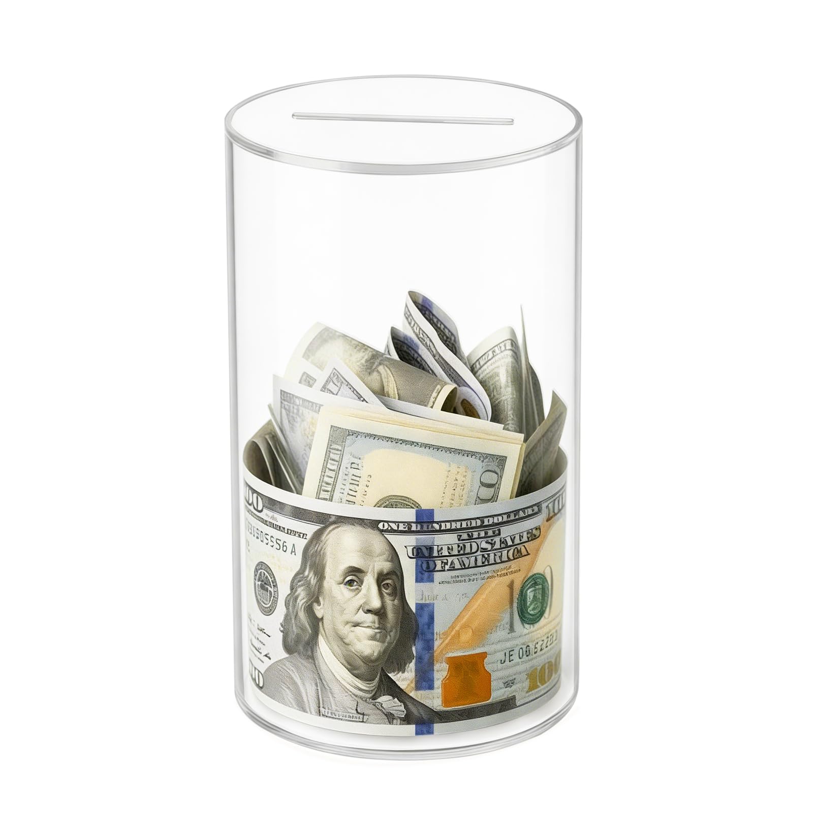 Clear Piggy Bank for Adults/Kids, Acrylic Unopenable Money Box for Cash Coin Saving, Must Break to Open, Money Saving Jar for Adults Boys Girls, Size 6" H x 4" Diameter