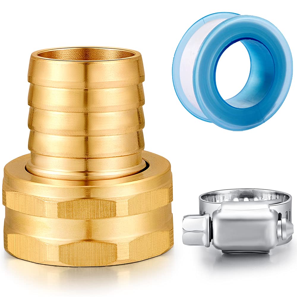 Solid Brass Garden Hose Repair kit Connector with Clamps 3/4" Barb x 3/4" Male,Fit for Garden Hose Fitting,Male and Female Hose Fittings