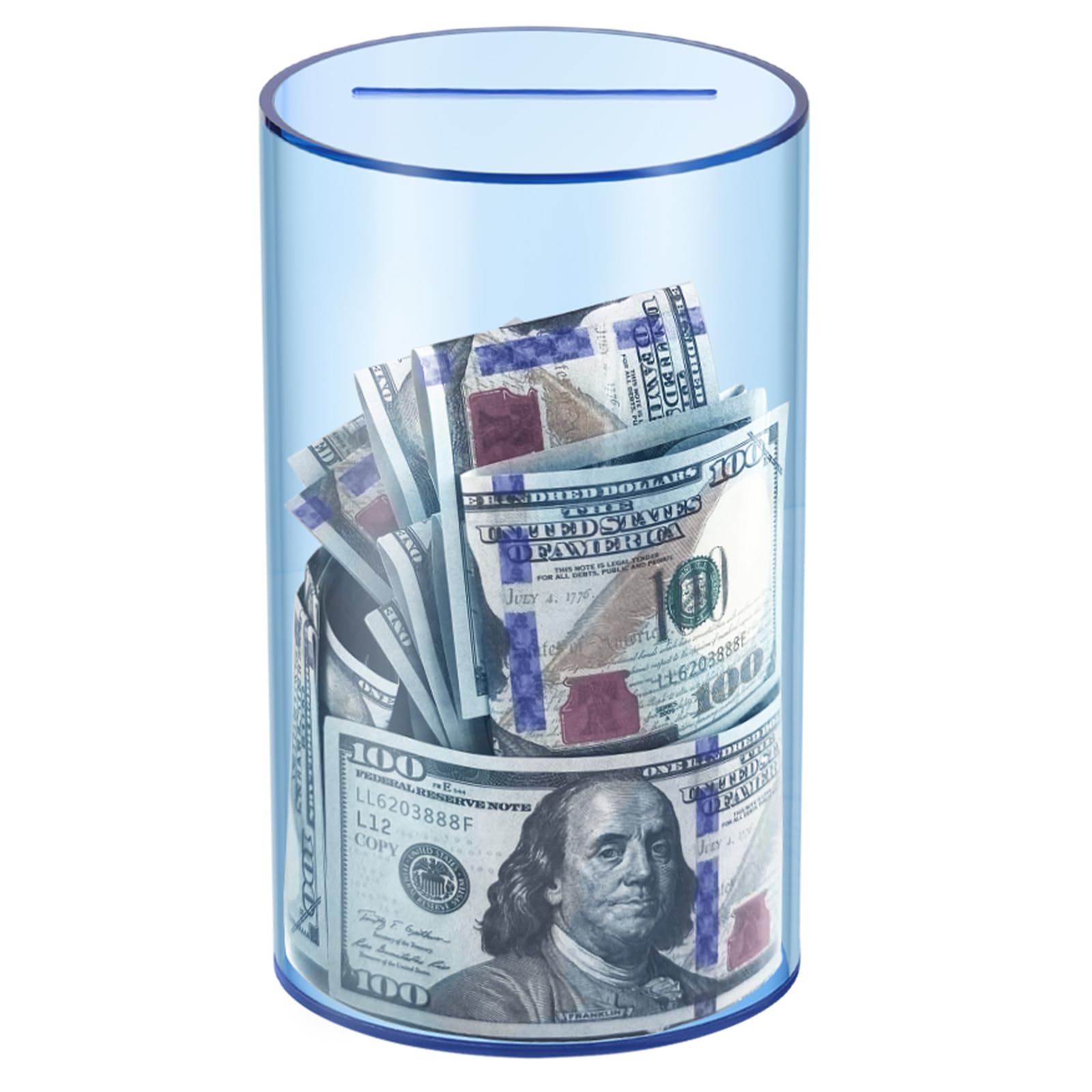 Clear Piggy Bank for Adults/Kids, Acrylic Unopenable Money Box for Cash Coin Saving, Must Break to Open, Money Saving Jar for Adults Boys Girls, Size 6" H x 4" Diameter