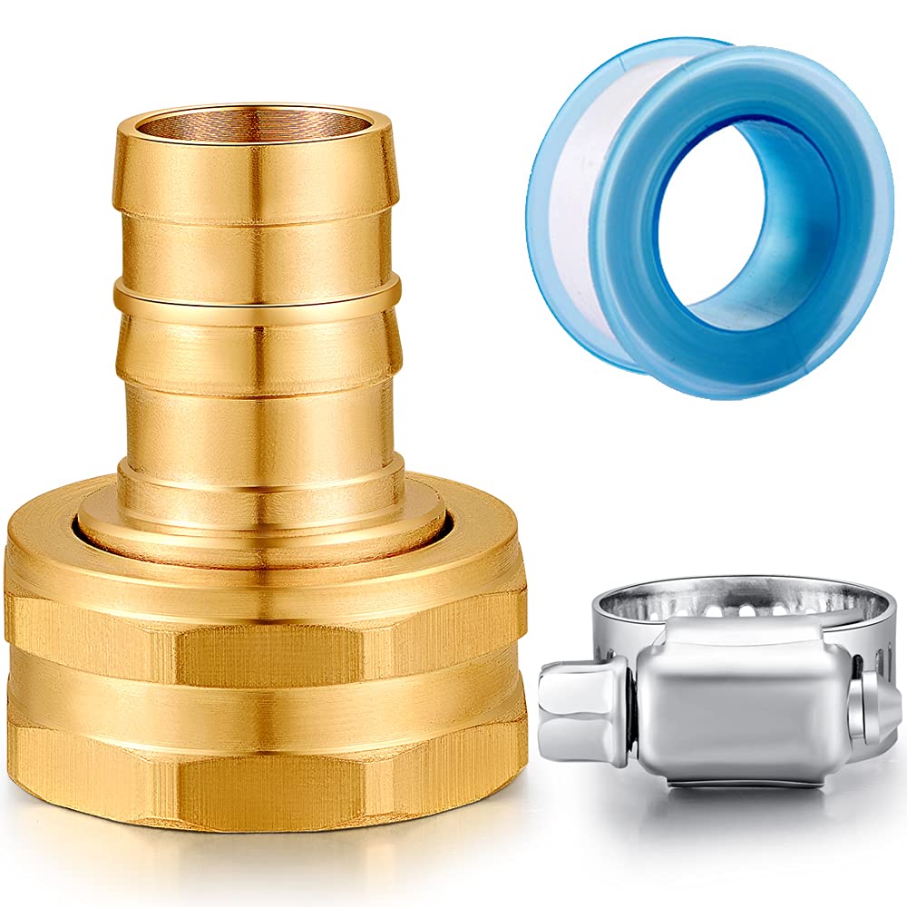 Solid Brass Garden Hose Repair kit Connector with Clamps 3/4" Barb x 3/4" Male,Fit for Garden Hose Fitting,Male and Female Hose Fittings