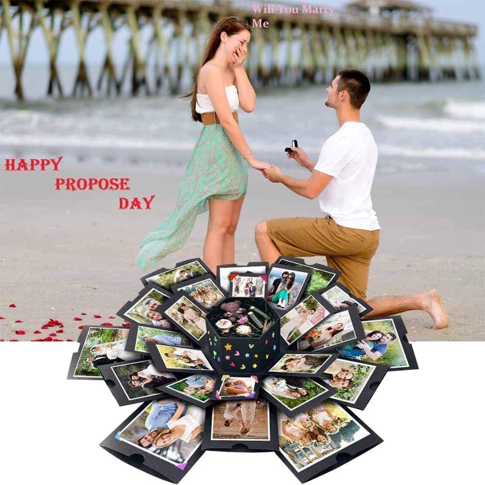 Explosion Gift Box 6 Faces - Custom Gifts for Boyfriend, Creative Handmade DIY Photo Album Scrapbook, 18.5x18.5 Inch Surprise Birthday, Valentine's Day or Wedding Memory Box