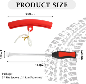 carleef Tire Spoons Lever Tool Set,Tire Changing Tools Include 3PCS Tire Spoons + 2PCS Rim Protectors,Universal Tire Changing Kit Automotive Tools for Motorcycle,Dirt Bike,Lawn Mower