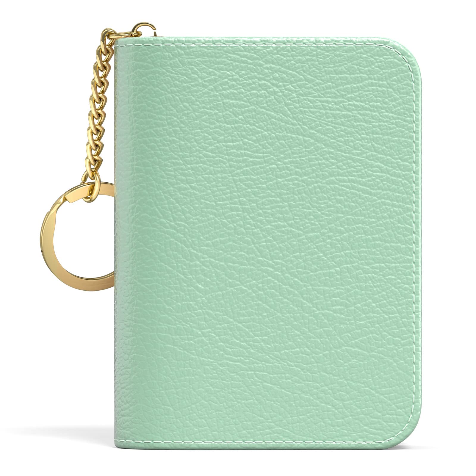 Credit Card Holder, Small RFID Wallet Slim Leather Card Organizer Case with Zipper and Keychain, Elegant Flowers