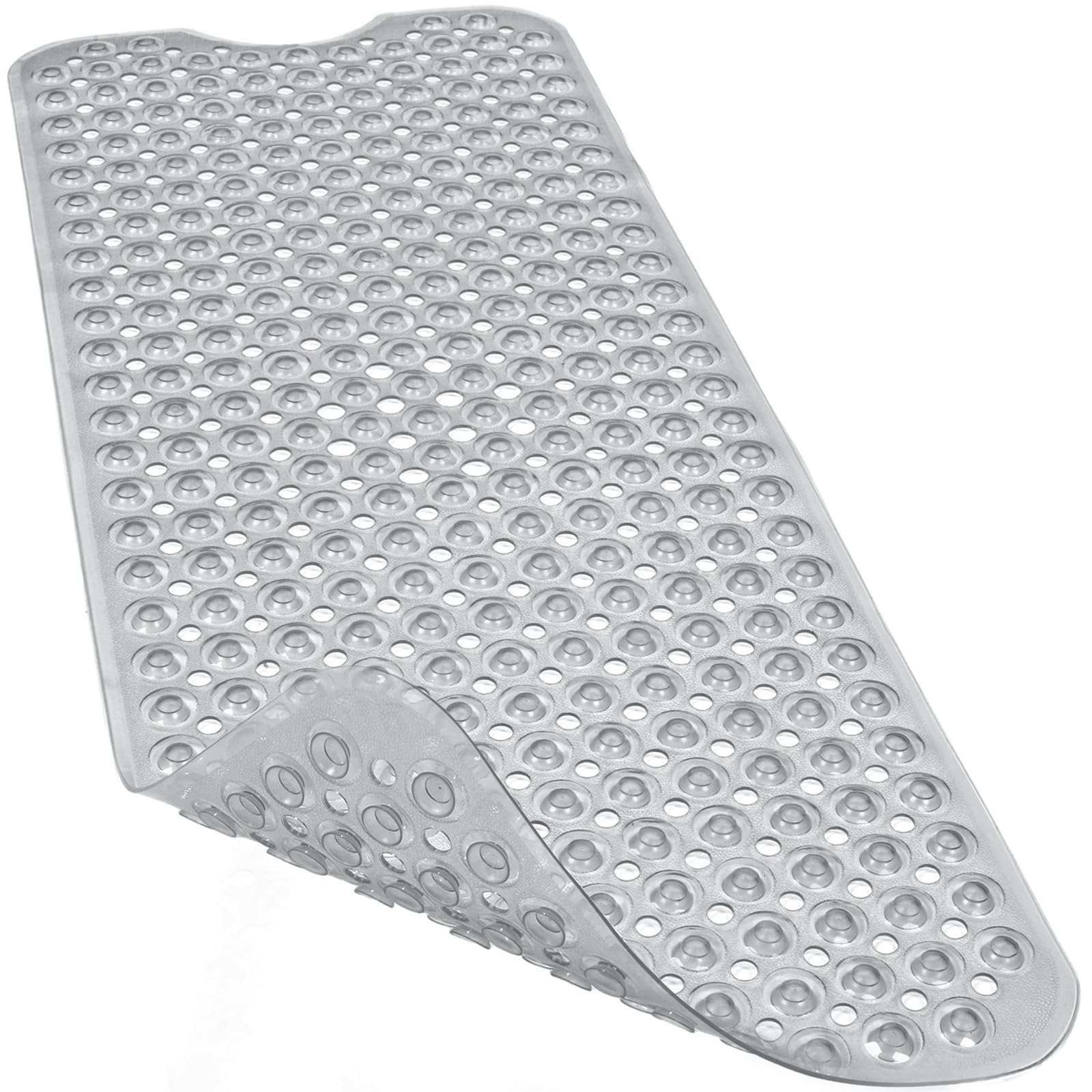 Linoows Bathtub and Shower Mats, 40x16 Inch Extra Large Non Slip Soft Bath Tub Mat with Suction Cups and Drain Holes for Bathroom Floor and Keep Tubs Clean, Machine Washable, Black