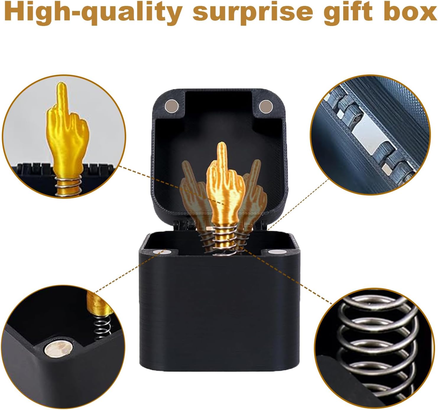 Middle Finger in a Box,Funny 3D Printed Gag Gifts for Adults, Prank Gift Box with Golden Middle Finger, Hilarious Surprise for Men, Perfect White Elephant Gift,Funny Christmas Ideas