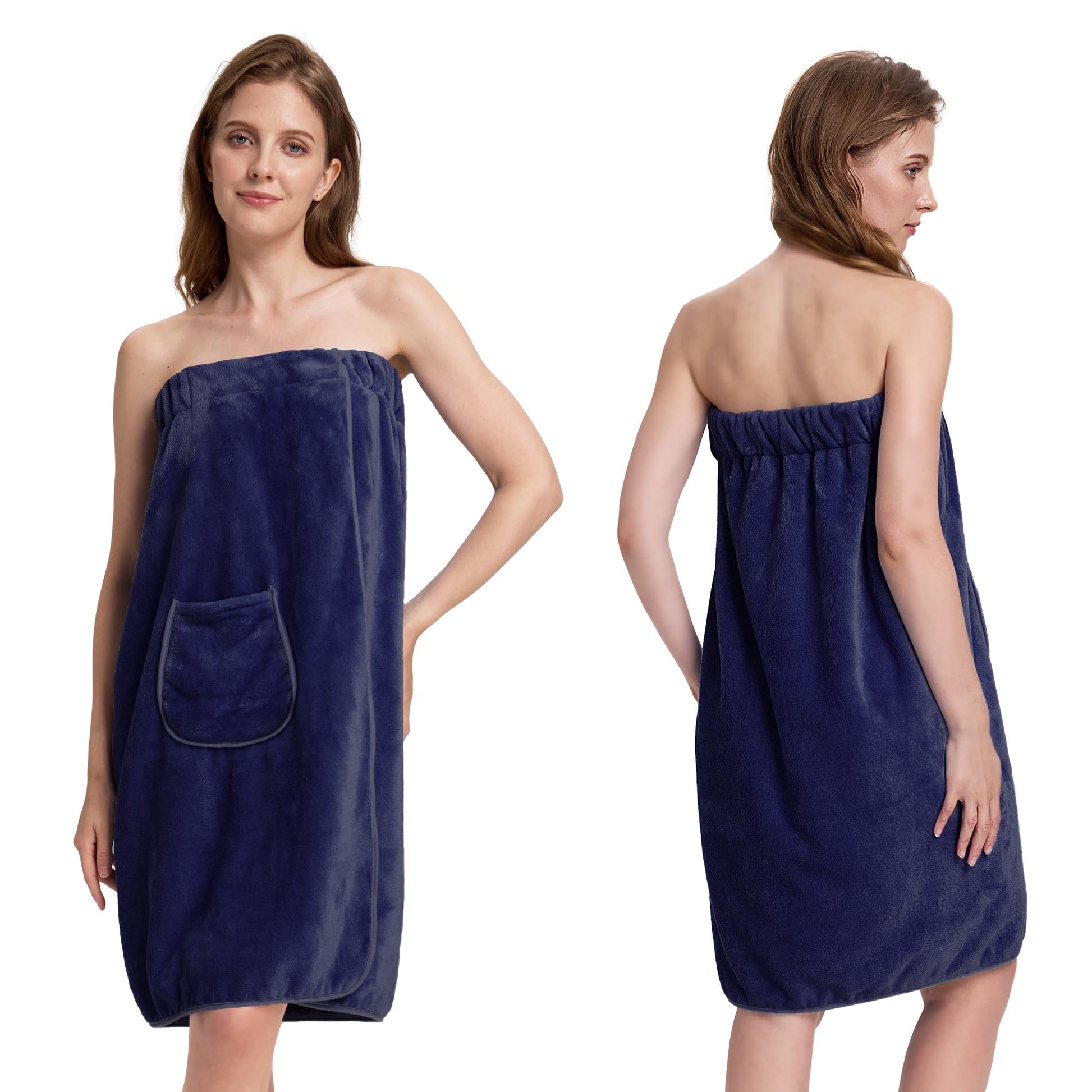 Towel Wrap for Women, Three Adjust Clasps Closure Bath Wraps After Shower Spa Sauna Bathrobe(Available in Plus Size)