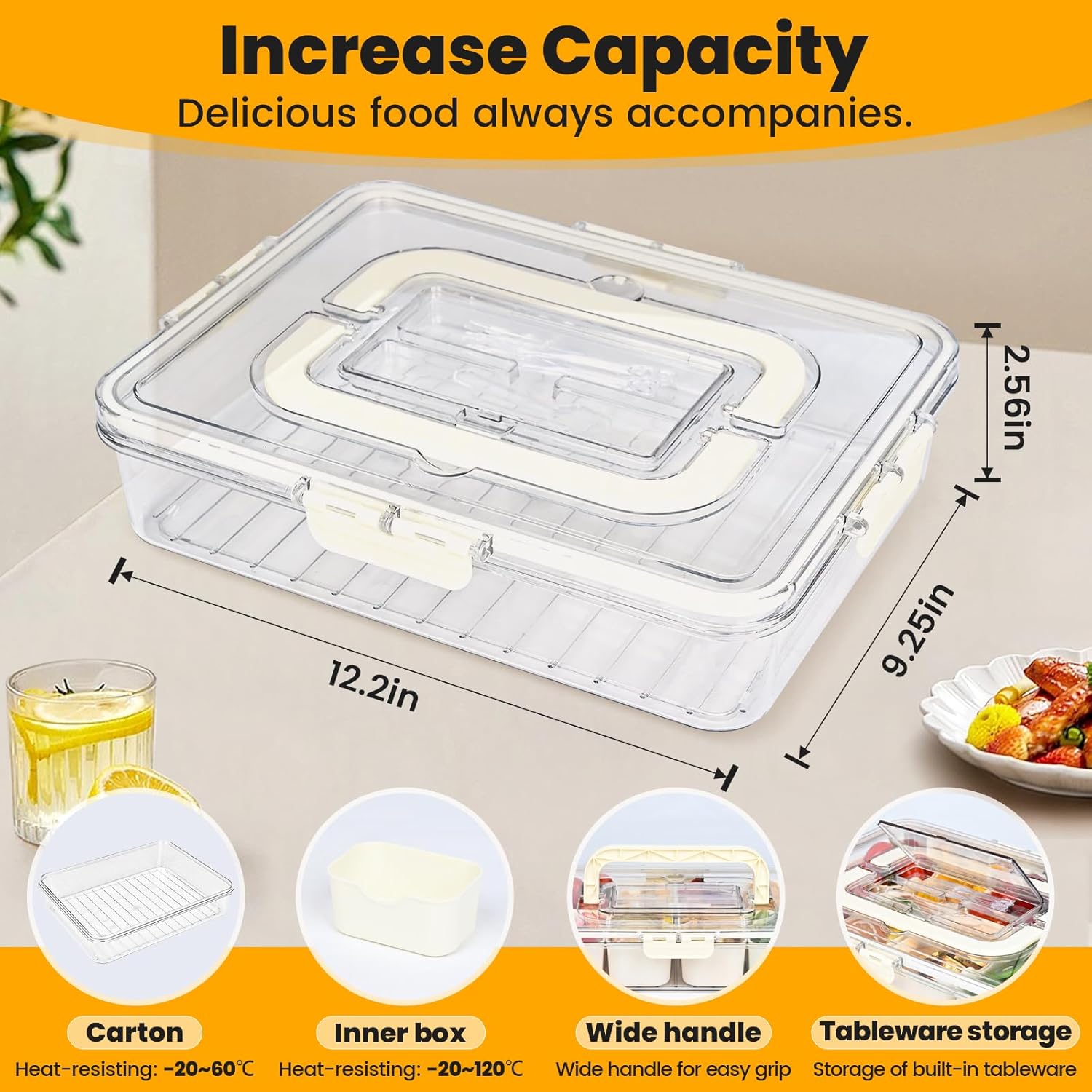 Divided Serving Tray with Lid, Snackle Box Container with Lid,Snack Box Container with Cutlery Storage, 8 Fruit Forks, 2 Spoons, Fruit Tray,Portable Snack Organizer, 8 Compartments snack tray with lid