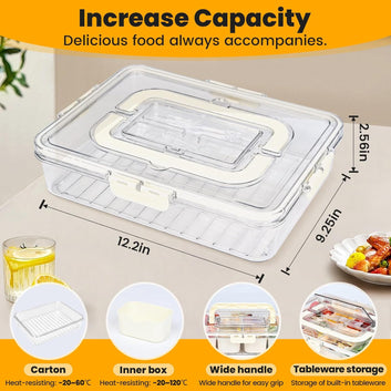 Divided Serving Tray with Lid, Snackle Box Container with Lid,Snack Box Container with Cutlery Storage, 8 Fruit Forks, 2 Spoons, Fruit Tray,Portable Snack Organizer, 8 Compartments snack tray with lid