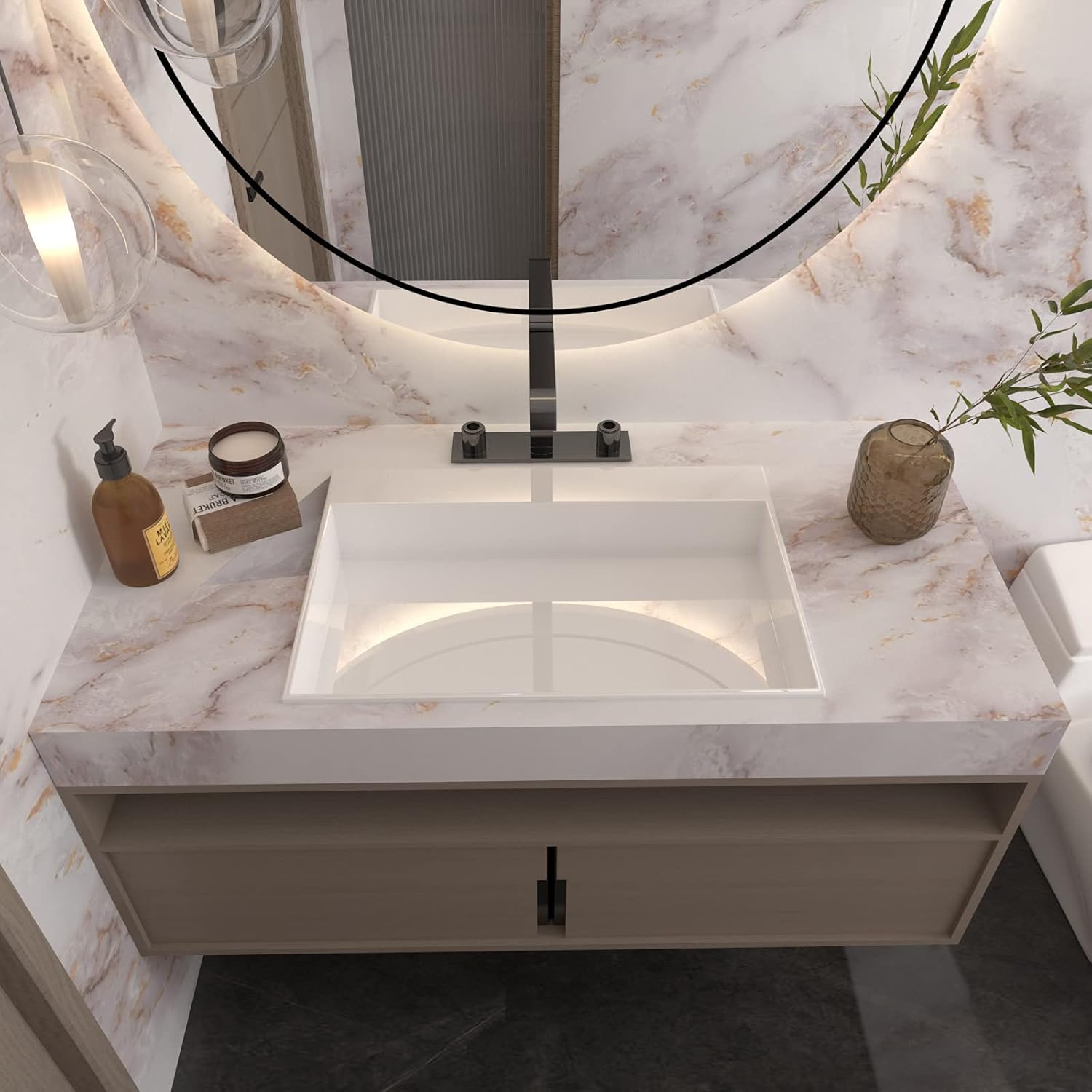 Cohoo Home Marble Contact Paper for Countertops Marble Peel and Stick Wallpaper Removable Self Adhesive Wallpaper Matte Peel and Stick Countertops Kitchen Cabinet Waterproof 15.7inW 79inL White/Gold