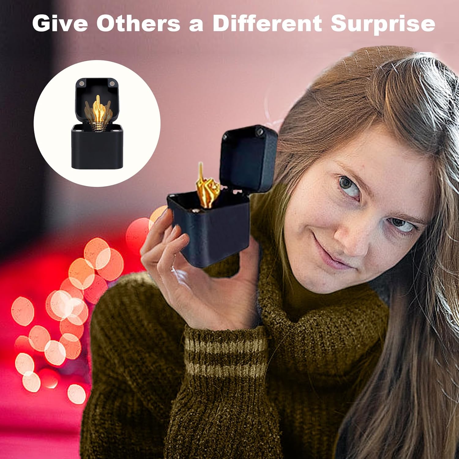 Middle Finger in a Box,Funny 3D Printed Gag Gifts for Adults, Prank Gift Box with Golden Middle Finger, Hilarious Surprise for Men, Perfect White Elephant Gift,Funny Christmas Ideas