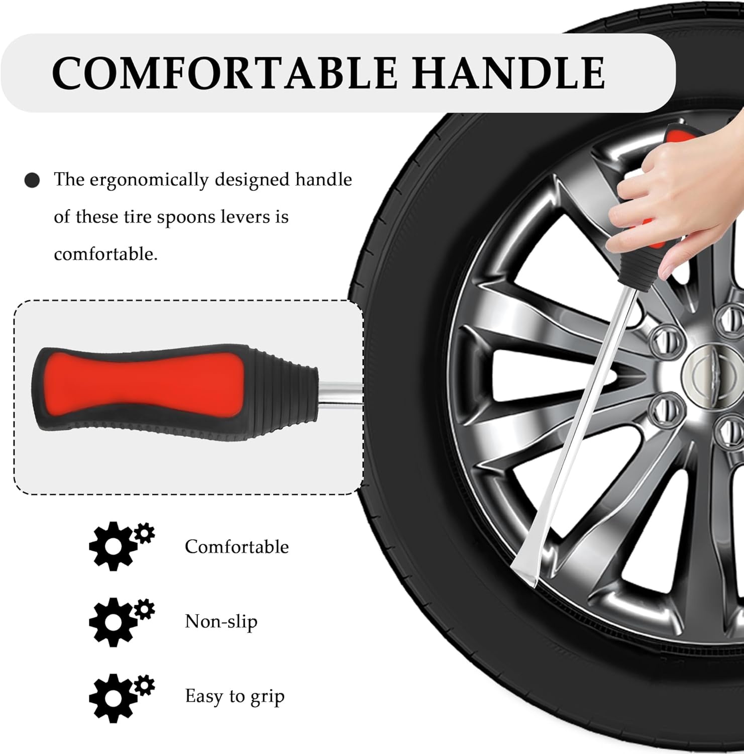 carleef Tire Spoons Lever Tool Set,Tire Changing Tools Include 3PCS Tire Spoons + 2PCS Rim Protectors,Universal Tire Changing Kit Automotive Tools for Motorcycle,Dirt Bike,Lawn Mower