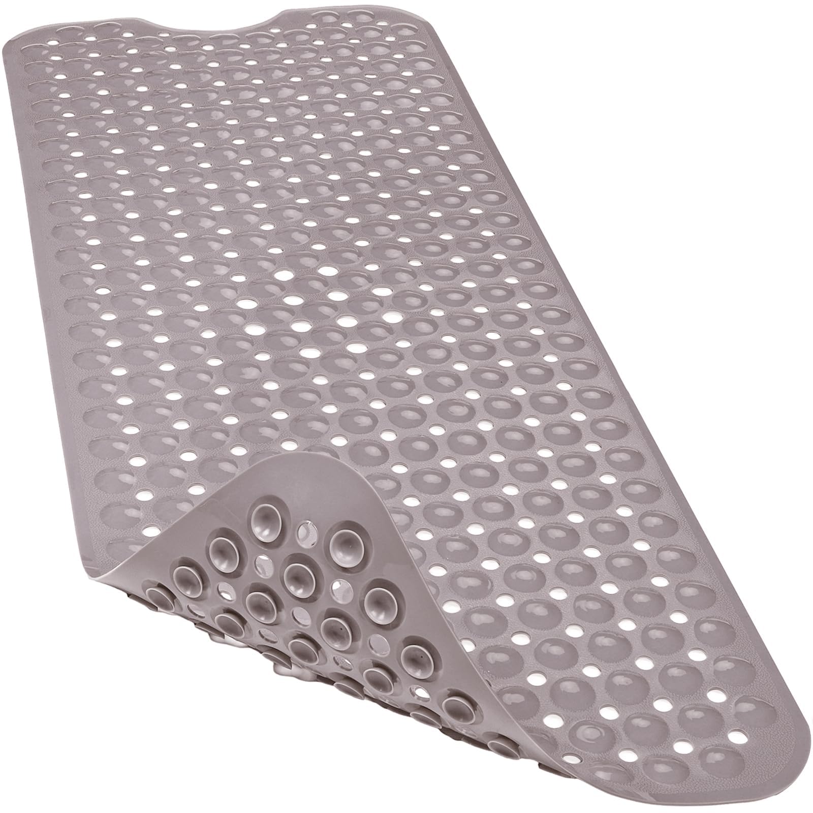 Linoows Bathtub and Shower Mats, 40x16 Inch Extra Large Non Slip Soft Bath Tub Mat with Suction Cups and Drain Holes for Bathroom Floor and Keep Tubs Clean, Machine Washable, Black