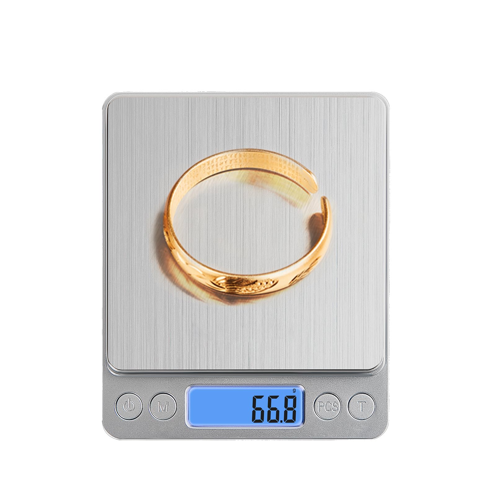 Digital Food Kitchen Scale Upgraded, YONCON 3000g/0.1g High Accuracy Mini Pocket Scale Measures in Grams and oz for Cooking, Baking, Jewelry, Tare Function,2 Trays, LCD Display (Batteries Included)