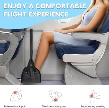 Foot Hammock for Plane Travel, 2-Pack Perfect Airplane Foot Hammock to Relax Your Feet, Portable Airplane Foot Rest with Adjustment Strap, Travel Essentials for Comfortable Long Flight (Black)