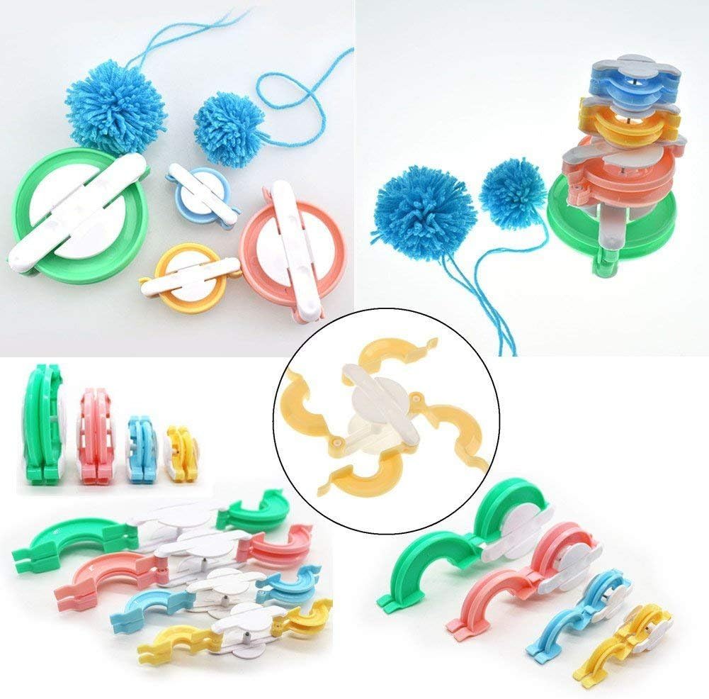 4 Sizes Pompom Pom-pom Maker for Fluff Ball Weaver Needle Craft DIY Wool Knitting Craft Tool Set Decoration by Knewmart