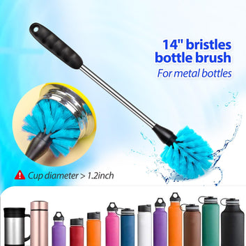 Holikme Bottle Brush Tube Cleaning Lab Set with Long Handle, Cup Cleaner for Washing Narrow Neck Beer Wine Decanter Pipes Lids Sinks Cap Covers, White