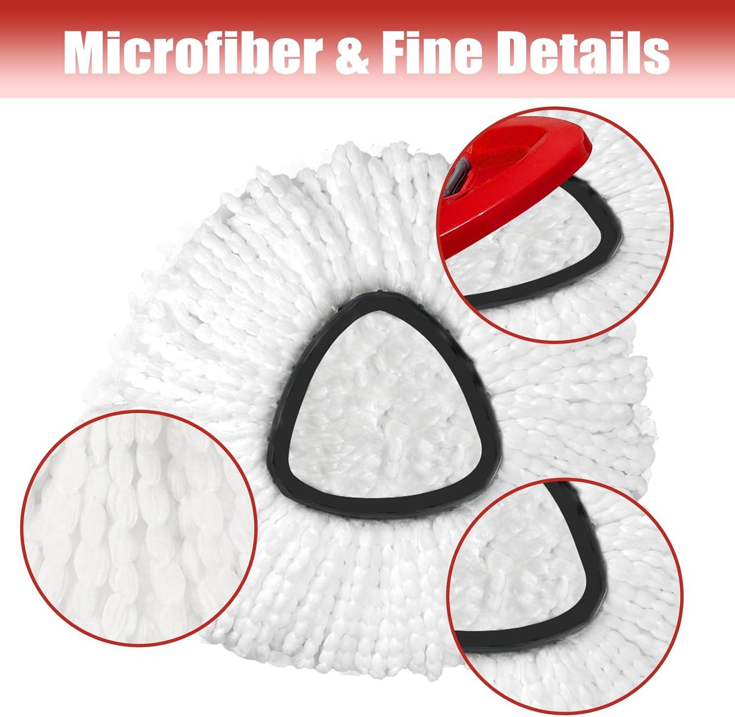 Mop Head Replacement, 3 Pack Spin Mop Refill Replace Head Compatible O Cedar Easywring 1-Tank System, Great Cleaning Power, Microfiber, Helper Housework, Machine Washable Easy-to-Replace, White