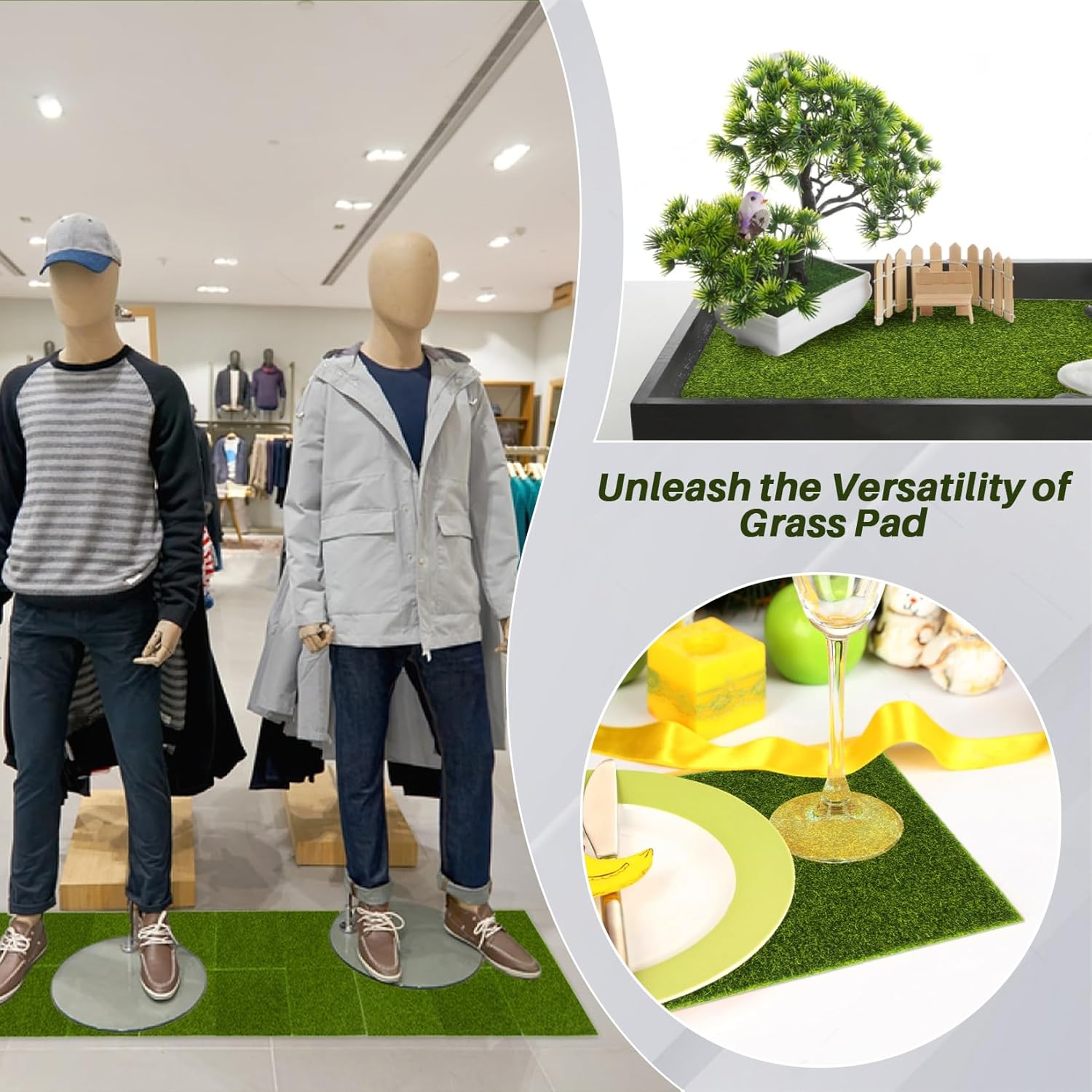 MAQIHAN Fake Grass Decor for Crafts - 6 PCS Artificial Grass Mat for Crafts Decoration for Miniature Turf Mat Grass DIY Fairy Garden Accessories 5.9x5.9 inch