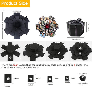 Explosion Gift Box 6 Faces - Custom Gifts for Boyfriend, Creative Handmade DIY Photo Album Scrapbook, 18.5x18.5 Inch Surprise Birthday, Valentine's Day or Wedding Memory Box