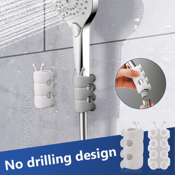 4 Pcs Silicone Shower Head Holder, Universal Relocatable Shower Head Suction Cup Holder, Wall Mount Adjustable Shower Holder for Bathroom Non Drilling