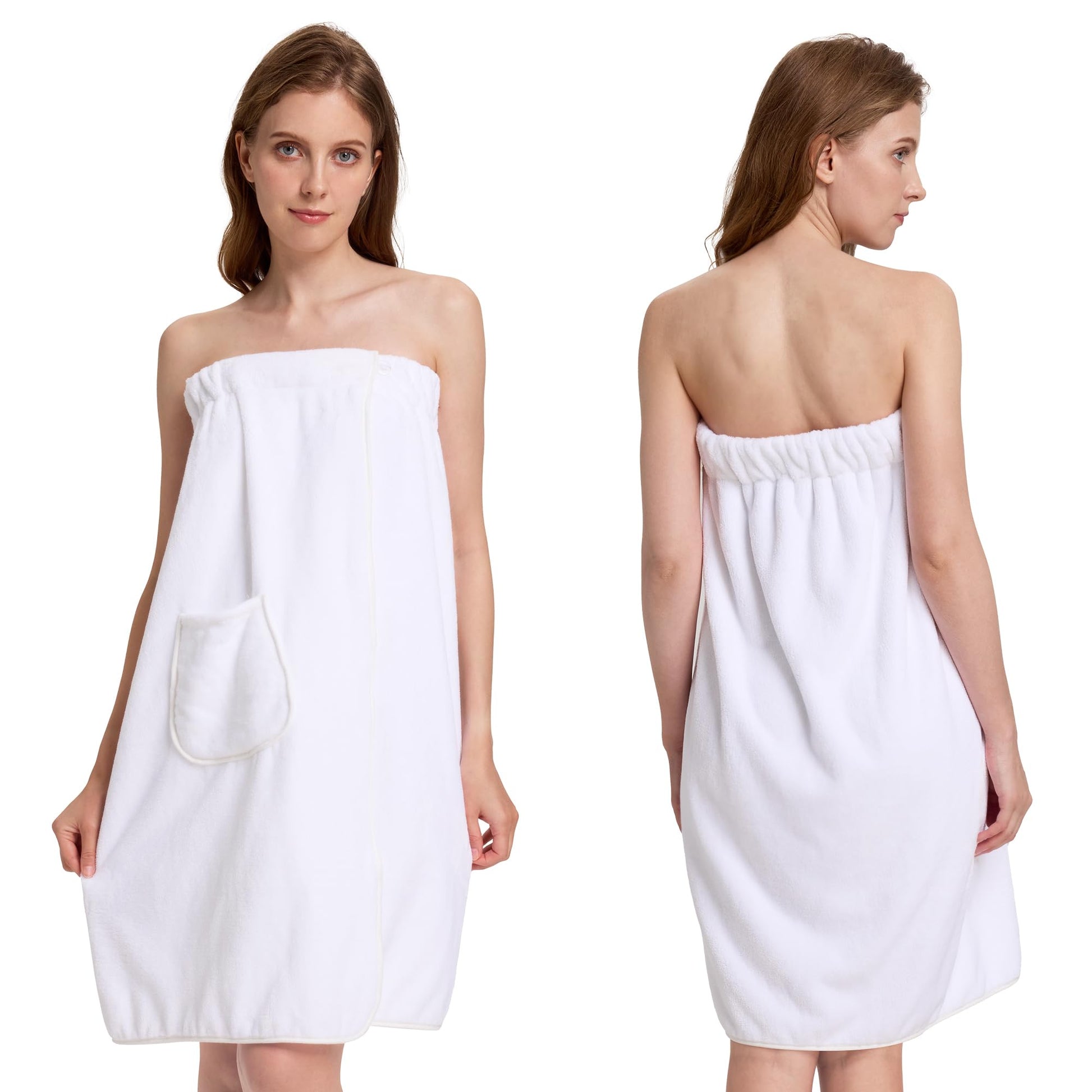 Towel Wrap for Women, Three Adjust Clasps Closure Bath Wraps After Shower Spa Sauna Bathrobe(Available in Plus Size)