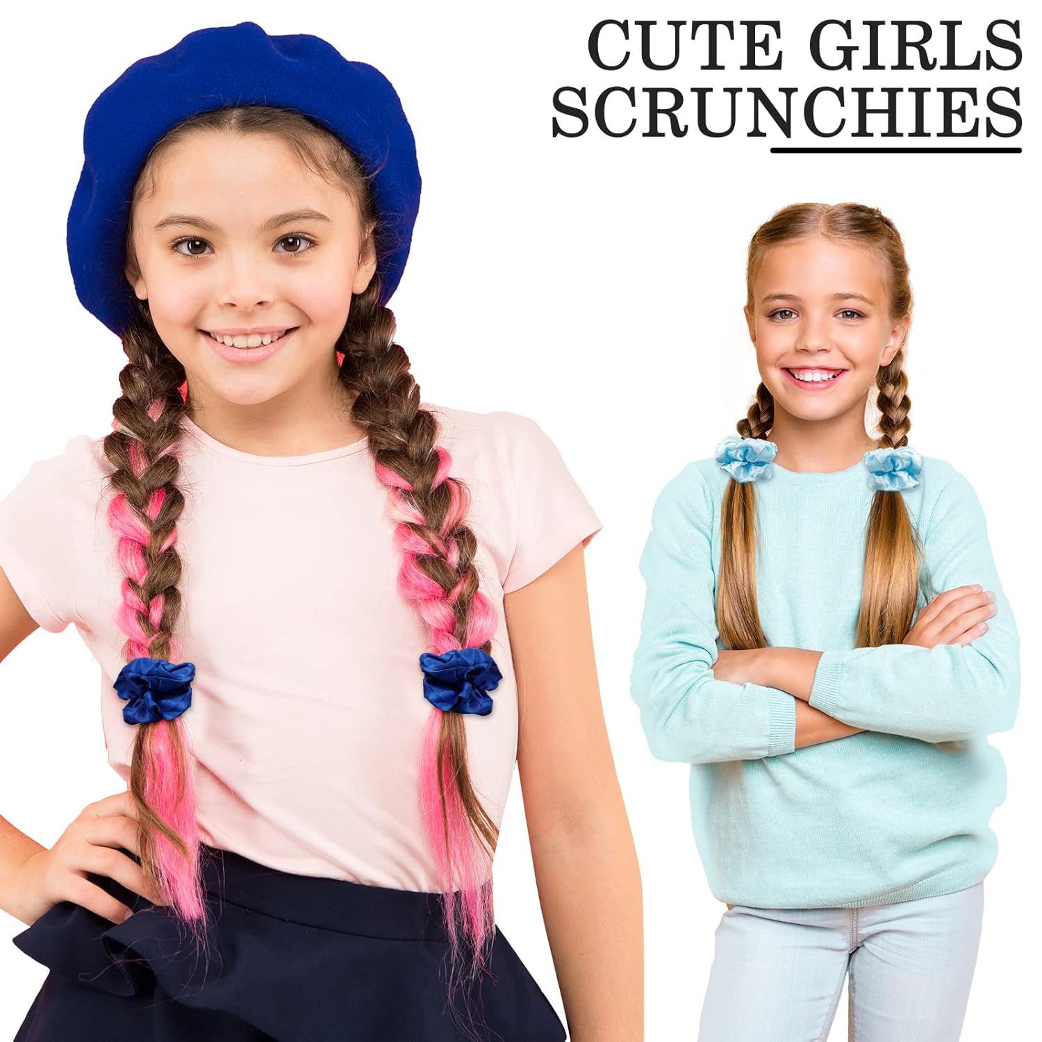 Satin Scrunchies for Women & Girls - 60 Pack Silk Scrunchies for Curly Hair