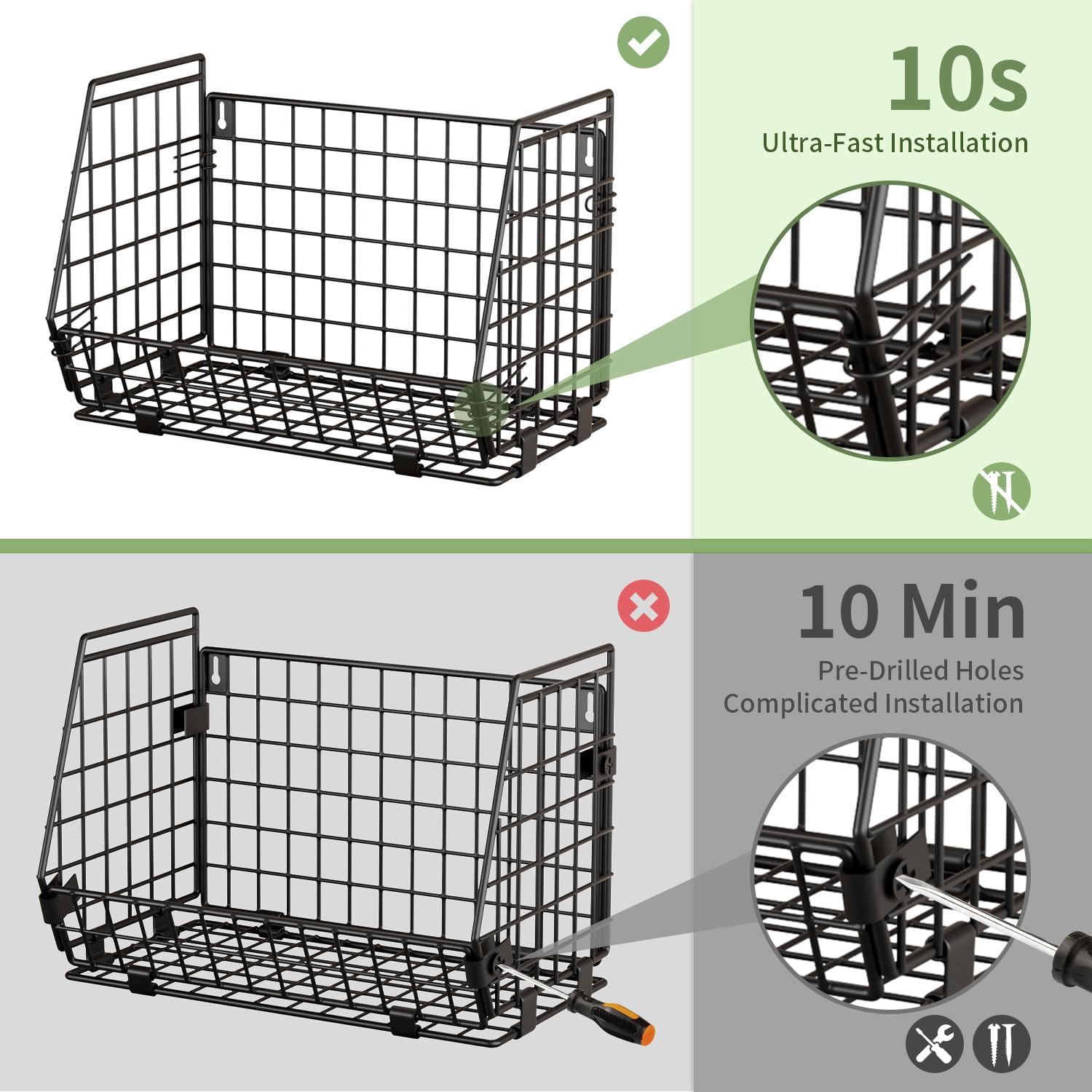 Wire Fruit Basket for Kitchen Storage: Hanging and Counter Basket for Vegetable Produce - Potato and Onion Storage for Pantry 3 Pack
