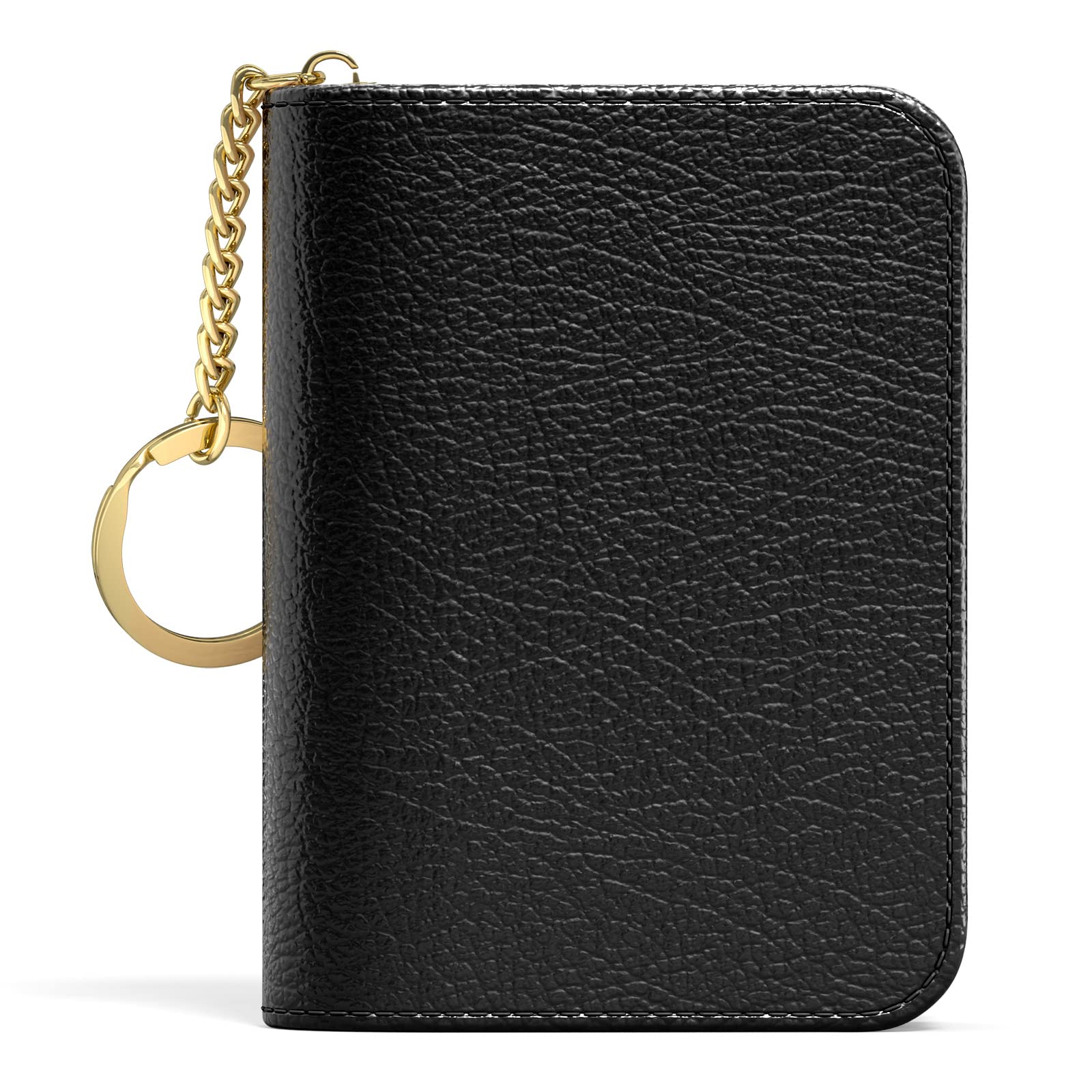 Credit Card Holder, Small RFID Wallet Slim Leather Card Organizer Case with Zipper and Keychain, Elegant Flowers