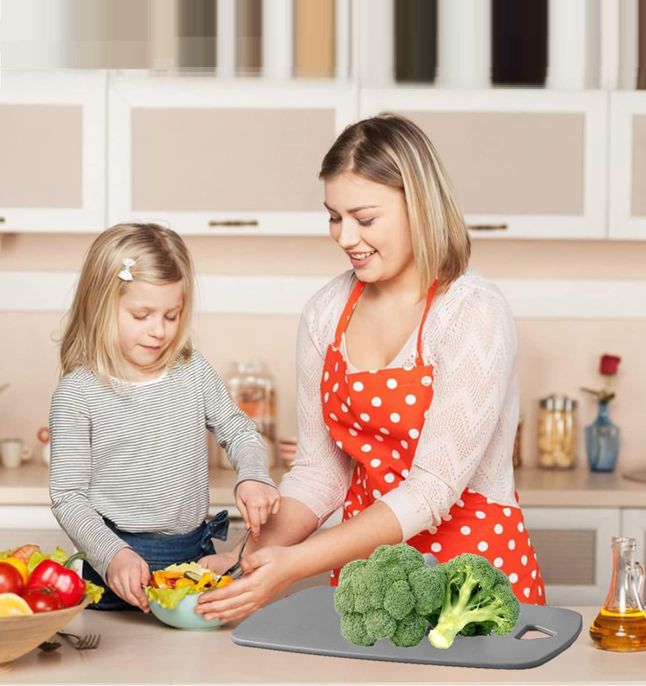 Cutting Boards for Kitchen,Plastic Cutting Board Set of 3, Thick Chopping Boards for Meat, Veggies, Fruits, with Easy Grip Handle,Dishwasher Safe (Pink, 3Pcs)
