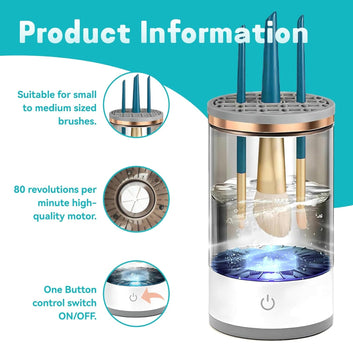 Electric Makeup Brush Cleaner - Automatic Spinning Makeup Brush Cleaner,Multi-Use Cosmetic Brush Cleanerfor All Size Makeup Brushes