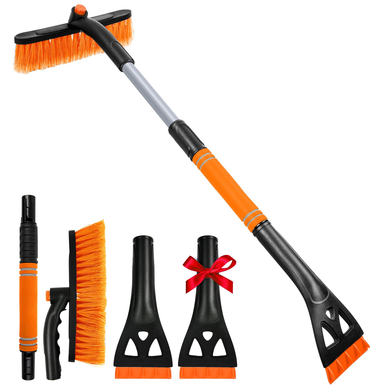 34" Extendable Ice Scrapers for Car Windshield 2-in-1 Snow Brush for Car Snow Scraper for Car Snow Scraper and Drush with Ergonomic Foam Grip for Cars, Trucks, SUVs with 360° Pivoting Brush Head Blue