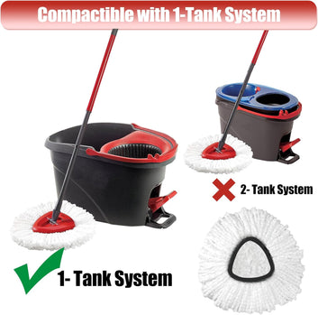 Mop Head Replacement, 3 Pack Spin Mop Refill Replace Head Compatible O Cedar Easywring 1-Tank System, Great Cleaning Power, Microfiber, Helper Housework, Machine Washable Easy-to-Replace, White