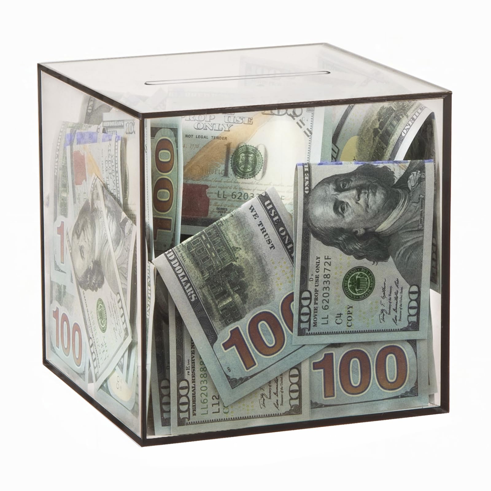 Clear Piggy Bank for Adults/Kids, Acrylic Unopenable Money Box for Cash Coin Saving, Must Break to Open, Money Saving Jar for Adults Boys Girls, Size 6" H x 4" Diameter