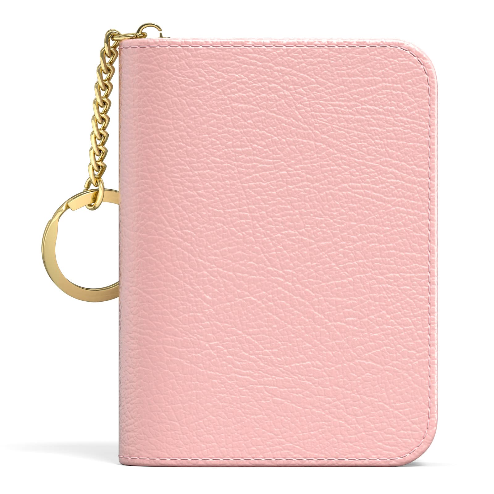 Credit Card Holder, Small RFID Wallet Slim Leather Card Organizer Case with Zipper and Keychain, Elegant Flowers