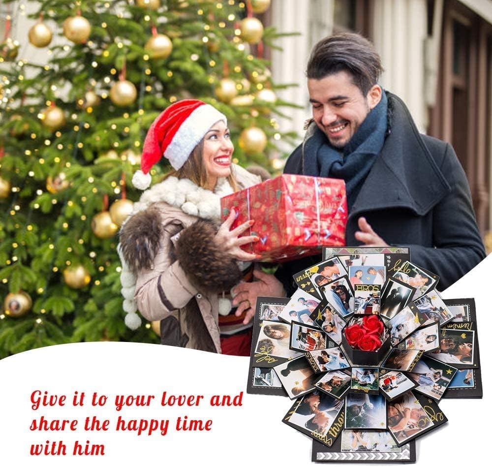 Explosion Gift Box 6 Faces - Custom Gifts for Boyfriend, Creative Handmade DIY Photo Album Scrapbook, 18.5x18.5 Inch Surprise Birthday, Valentine's Day or Wedding Memory Box