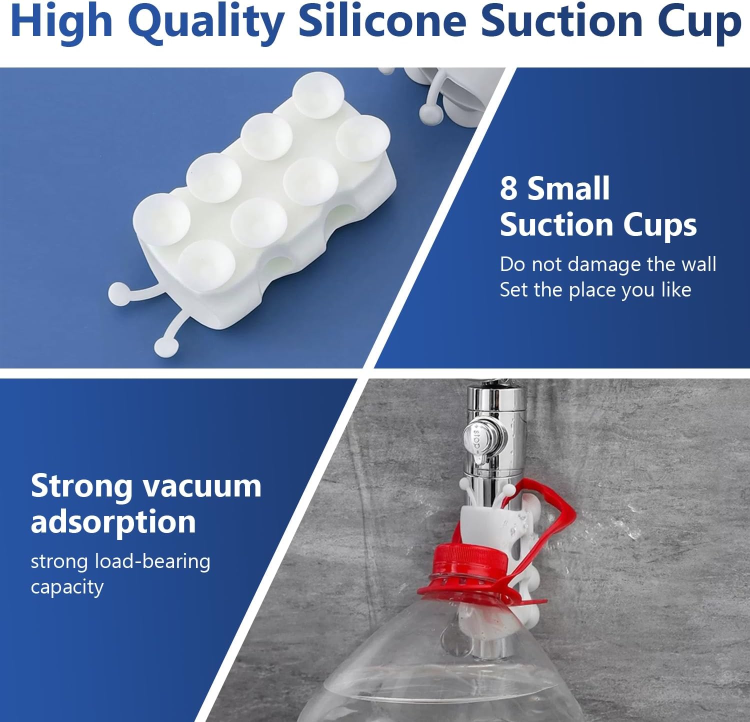 4 Pcs Silicone Shower Head Holder, Universal Relocatable Shower Head Suction Cup Holder, Wall Mount Adjustable Shower Holder for Bathroom Non Drilling