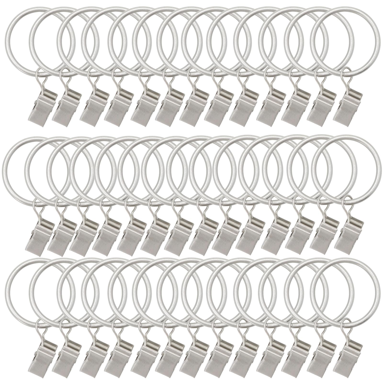 40 Pack Metal Curtain Rings with Clips, Drapery Clips with Rings, Curtain Hangers Clips for Home,Hotel and Office, Drapes Rings 1.26 inch Interior Diameter,Black